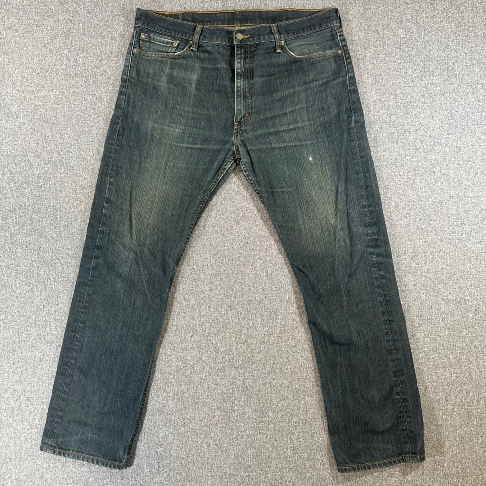 Levis Jeans Mens 38x32 513 Slim Straight Dark Wash Blue Denim Cotton